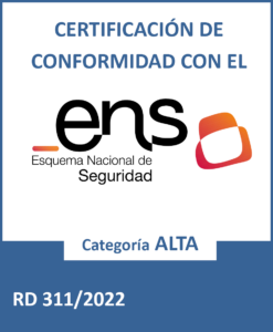 Certificado de Conformidad con el esquema nacional de seguridad - ENS logotype